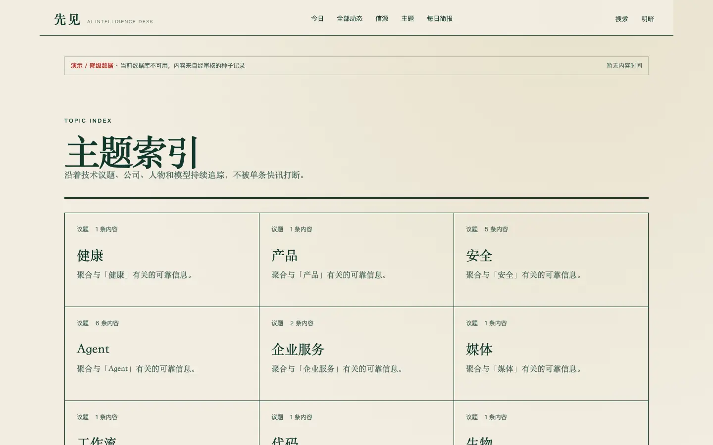 主题索引 · 本机开发版截图 · 2026-10-29 · 尚未公开上线